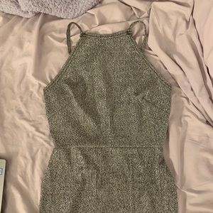 High Neck Silver Body-con Mini Dress